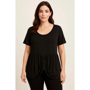 Women's LIVD Black Peplum Tunic Top Plus Sz 1X Babydoll Flowy Relaxed Comfy Chic